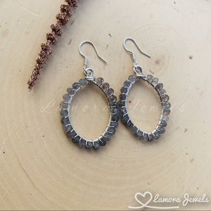 Labradorite Flash Gemstone Sterling Hoop Earrings